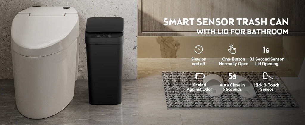 HomoriHome™ Smart Motion-Sensor Trash Can – Touchless Lid & Waterproof Design