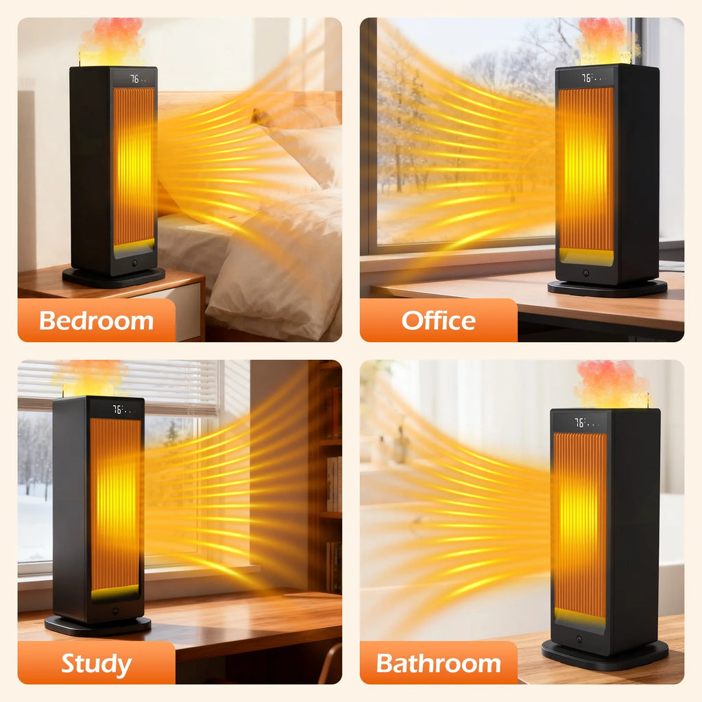 HomoriHome™ Electric Space Heater – Fast Heat Output & 3D Fireplace Glow