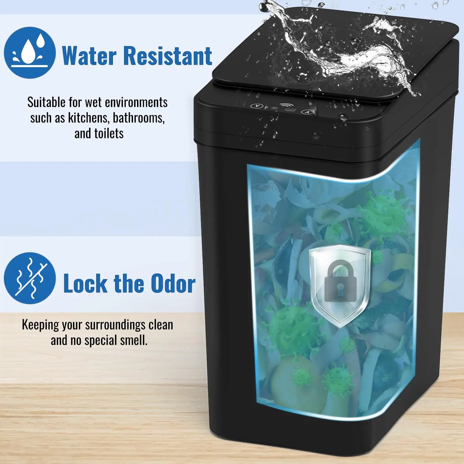 HomoriHome™ Smart Motion-Sensor Trash Can – Touchless Lid & Waterproof Design