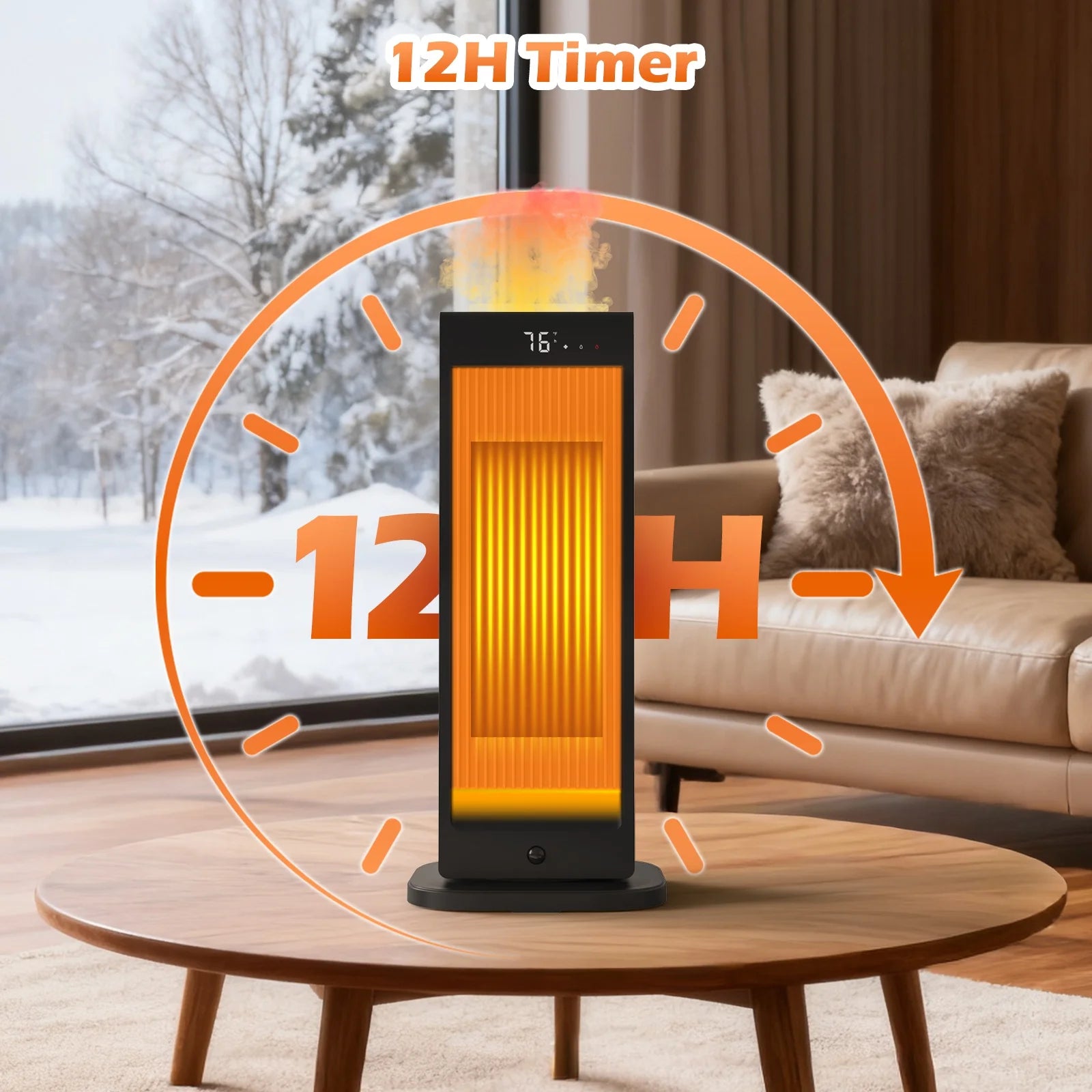 HomoriHome™ Electric Space Heater – Fast Heat Output & 3D Fireplace Glow