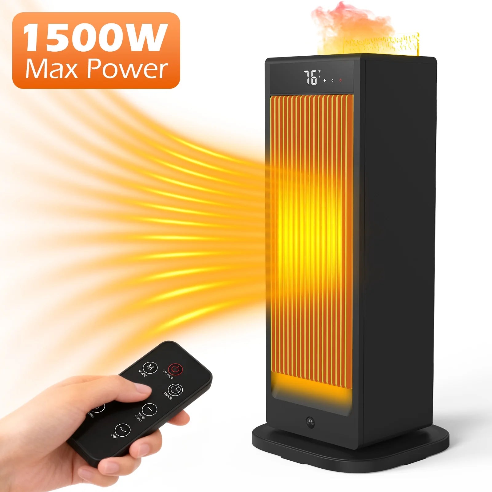 HomoriHome™ Electric Space Heater – Fast Heat Output & 3D Fireplace Glow